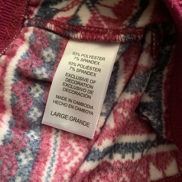 Nautica Burgundy Snowflake 2 Piece Fleece Pajama Set Size Large - Picture 12 of 14